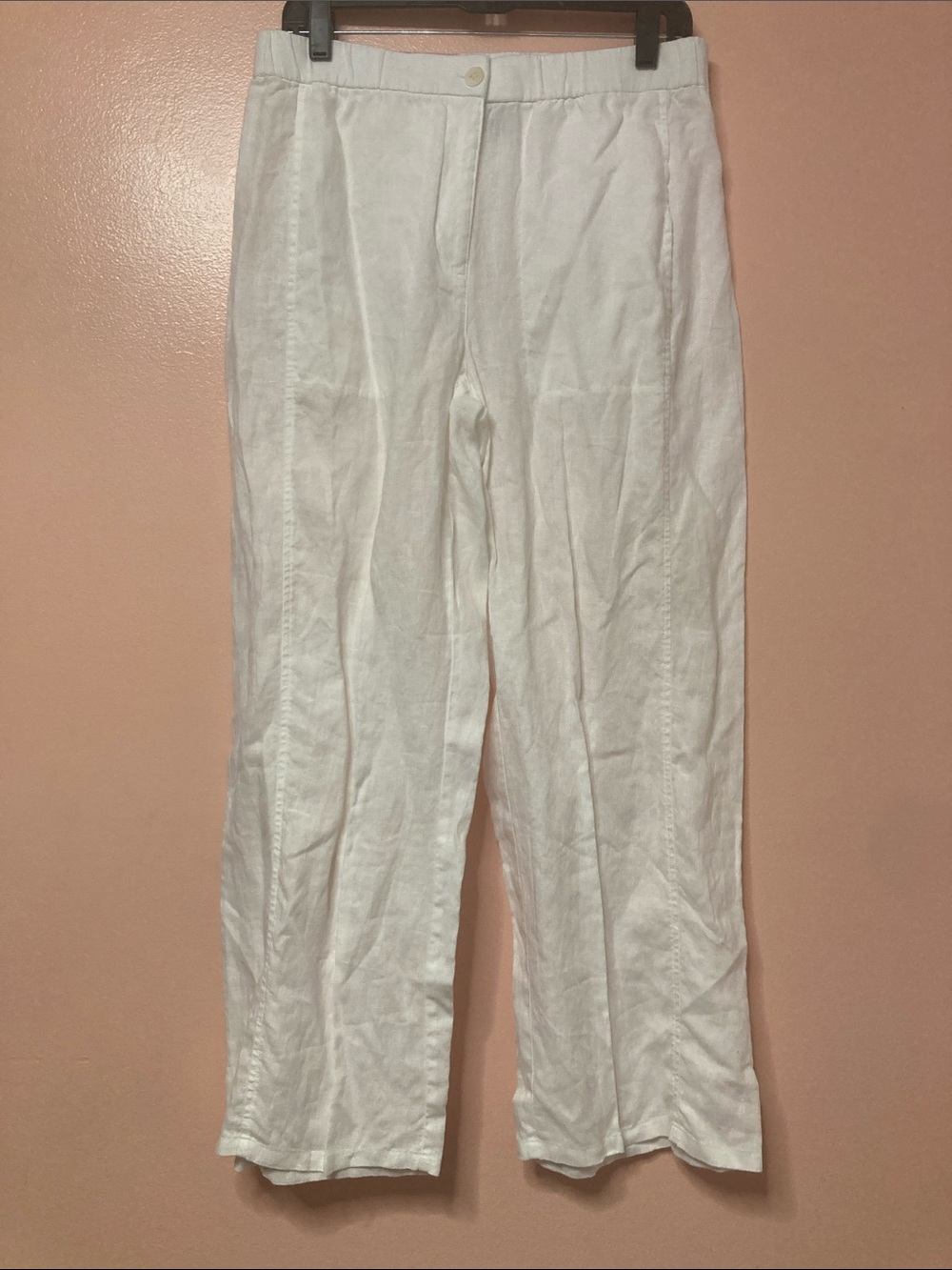 Eileen Fisher Womens Size S White Organic Linen Wide-Leg Trouser Pants - Picture 2 of 16